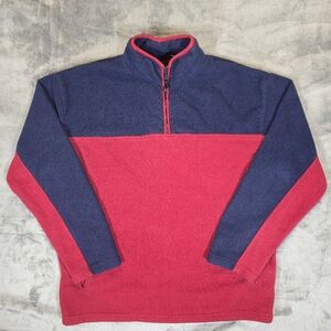 Vintage Y2K Cherokee 1/4 Zip Fleece Pullover Sweater Size XL Navy Red